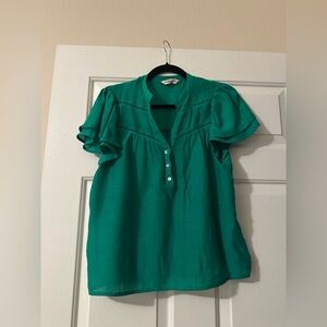 Nanette Lepore Kelly Green Blouse with Button Detail